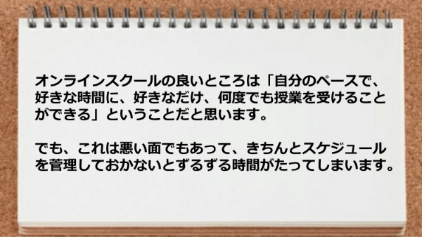 きちんとスケジュールを菅理しておかないと時間がたってしまいます。
