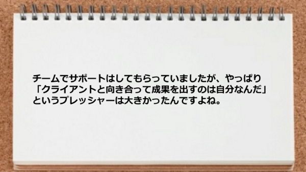 クライアントと向き合って成果を出すのは自分なんだというプレッシャーは大きかった。
