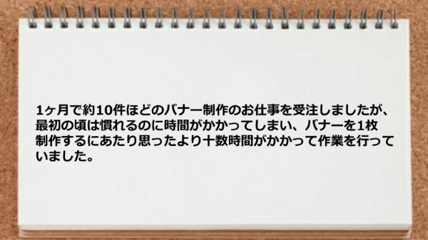 バナー制作のお仕事を受注しましたが時間がかかってしまいました。
