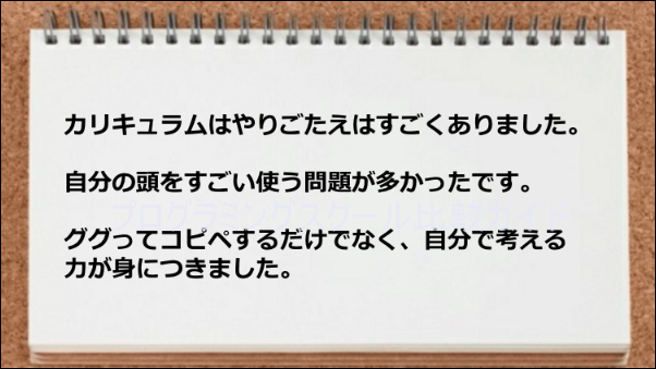 カリキュラムをこなしているうちに頭を使う力が付きました