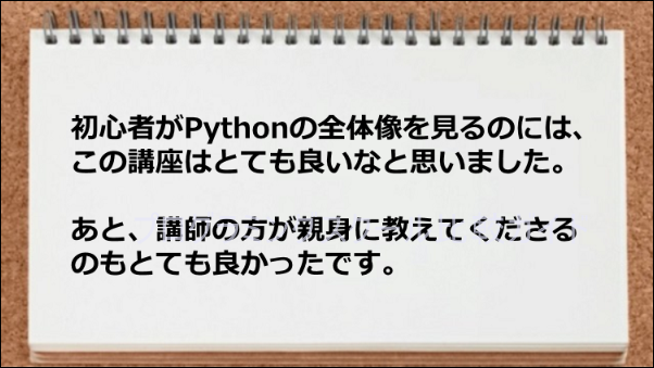 初心者がPythonの全体像を見るのに向いている
