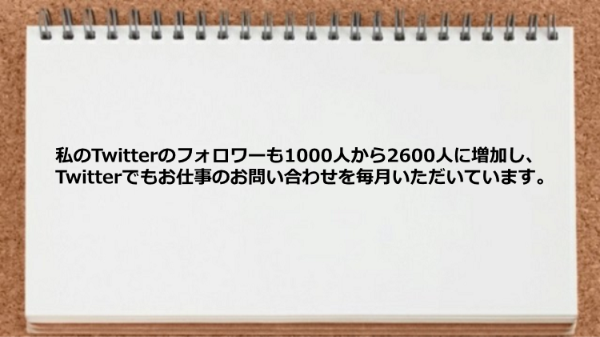 Twitterでもお仕事のお問い合わせを毎月いただいています。
